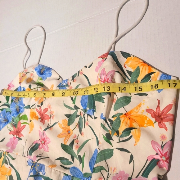 Shein Women's White and Colorful Floral Spaghetti Strap Dress with Split - L - Picture 6 of 7